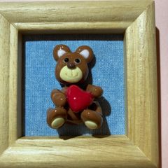ハンドメイド　粘土　くま　人形　バレンタイン