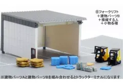 【中古】鉄道模型 1/150 フォークリフト＋建物パーツB＋操縦する人＋小物各種 「GJ!はたらくのりもの百景 001 暮らしを支える物流現場」 [312611]のサムネイル