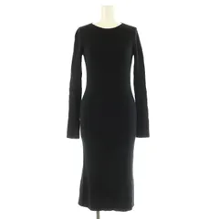 ユニクロ UNIQLO +J 3Dエクストラファインメリノリブワンピース ニット ロング 長袖 クルーネック S 黒 ブラック /MY ■OS