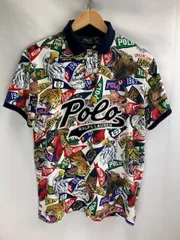 POLO RALPH LAUREN 総柄プリント　パッチ　ポロシャツ　サイズⅬ　難あり　CUSTOM FIT 06042603 05080301 851