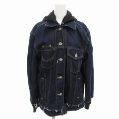 ロデオクラウンズ Rodeo Crowns Sweat connect Denim JK デニムジャケット スウェット ブルゾン ドッキング フード ロゴ F インディゴブルー 黒 ブラック /FF  ■MAのサムネイル