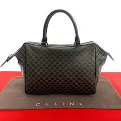 極 美品 CELINE セリーヌ ヴィンテージ マカダム ブラゾン トリオンフ 柄 レザー ハンドバッグ ミニ ボストンバッグ ブラック 40862