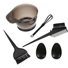 【在庫処分】BTtime ヘアカラー 5本セット 道具 セット ヘアダイブラシ ボウル ヘアダイカップ イヤーキャップ 付き 男女兼用 便利 サロン セルフヘアーカラーセット 家庭用 美容院 プロ用 DIY髪染め用 (ブラック)