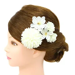 髪飾り 成人式 つまみ細工 振袖 前撮り 袴 花 ドレス 5点セット 白 ちりめん かんざし 洋装 日本製 レトロ 古典 おしゃれ 小さ No.9-4994