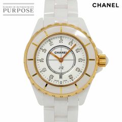 샤넬 CHANEL J12 33mm H2181 여성 시계 11P 다이아 데이트 화이트 세라믹 YG 옐로우 골드 쿼츠 90290778