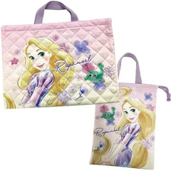 ラプンツェル レッスンバッグ 持ち手付き 巾着 2点 セット ディズニー プリンセス お稽古 スクール バッグ キッズ 子供用 入園 入学 準備 通園 新入園 新入学 幼稚園 保育園 小学校 Disney 女の子 子ども 子供 上履き入れ ディズニーゾーン
