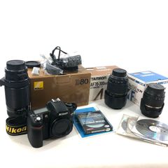 Nikon ニコン D80 ズームレンズ AF NIKKOR 75-300mm 1:4.5-5.6 TAMRON AF 18-200mm F/3.5-6.3 AF 70-300mm 1:4-5.6 動作確認済み デジタル一眼レフカメラ【MC-435】