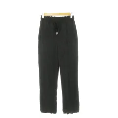 グローバルワーク GLOBAL WORK パンツ プリーツ イージー ストレート 楊柳 ストレッチ メロウフリル 軽やか M 黒 ブラック /AH20