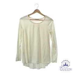 【訳アリ】 earth music&ecology アースミュージックアンドエコロジー Tシャツ カットソー トップス ラウンドネック 長袖 タック レイヤード風 スリット プリーツ  レディース ホワイト F 901-16551 送料無料 古着