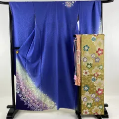 303mk37〇小紋 花 桜 水仙 金彩 橙色〇しつけ付き美品