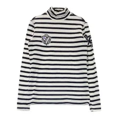 サイズ：0 PEARLY GATES パーリーゲイツ  モックネック 長袖Tシャツ ボーダー柄 ホワイト系 [240101348978]# ゴルフウェア レディース ストスト