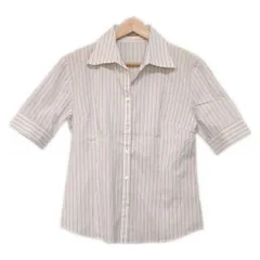 NEW YORKER(ニューヨーカー) 半袖シャツブラウス サイズ9R レディース美品  - 白×黒×ライトパープル ストライプ