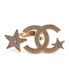【鑑定済み】正規品 CHANEL シャネル ココマーク CC スター リング  ラインストーン  B23 B GPゴールド