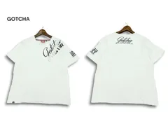 GOTCHA ガッチャ 春夏 ロゴ刺繍★ 半袖 ストライプ Vネック カットソー Tシャツ Sz.L メンズ 白