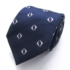 スーツセレクト ブランド ネクタイ 小紋柄 パネル柄 シルク PO メンズ ネイビー SUIT SELECT 【中古】