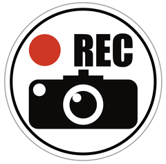 送料無料　ドラレコ　ドライブレコーダー　防犯カメラ　シール「REC　丸形　ステッカー」（約６０ｍｍ×約６０ｍｍ）