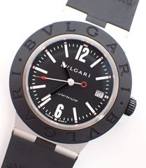 美品 BVLGARI(ブルガリ) アルミニウム BB40AT/103445 AL/ラバー AT 自動巻き オートマチック 黒文字盤 ラバーベルト メンズ 腕時計