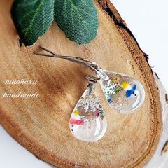 ドロップ雪ピアス(雪だるま＊雪の結晶)