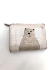 イアパピヨネ シロクマ シルバー 二つ折り財布 ear PAPILLONNER（イアパピヨネ）の「《WEB限定》白くま刺繍折り