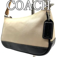 コーチ Y2K アクセサリーポーチ キャンバス レザー ベージュ ブラック COACH Canvas Leather Mini Shoulder Bag