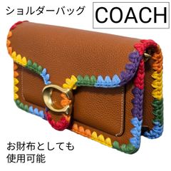 【新品】【1点限り】【COACH】ショルダーバッグ　小さめ　そのままお財布として使用可能　レディース　アンバー　ブラウン　肩掛け　カラフルステッチ【コーチ】