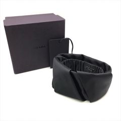 超美品 PRADA プラダ サテン シュシュ ヘアアクセサリー 髪留め ヘアゴム ブラック レディース 小物 箱付き ブランド k5557