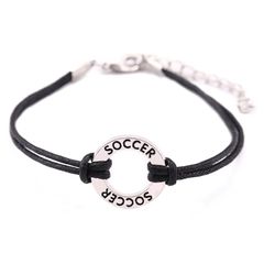 調節可能なワックスコードブレスレットメッセージサッカースポーツ円チャームジュエリーfor Teens Girls Best Gifts