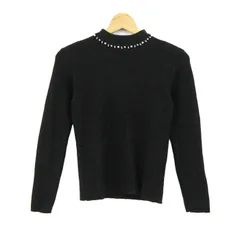 イング ニット トップス 長袖 リブ セーター パール レディース Mサイズ ブラック INGNI 【中古】