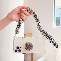 iPhone13/13Proケース　スマホケース　スカーフチェーン　スタンド付き