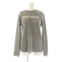 ミュウミュウ miumiu 23AW ウール カシミヤ ロゴセーター ニット 長袖 36 グレー MML808 /DF ■OS ■SH レディース ミュウミュウ miumiu 23AW ウール カシミヤ ロゴセーター ニット