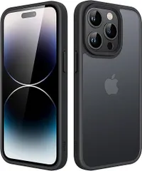 【在庫処分】JEDirect マットケース iPhone14ProMax 6.7インチ用 (14 Pro Max) 耐衝撃性ミリタリーグレードの落下防止 つや消しの半透明の背面電話カバー 指紋防止 (ブラック)