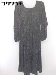 ◇ RAY CASSIN レイカズン 総柄 長袖 膝下丈 ワンピース サイズF ブラック マルチ レディース  【中古】 【1106300011766】