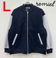 新品 L ★ コストコ remiel レミエル レディース スタジャン グレー ネイビー スタジアムジャンパー アウター ジャケット ブルゾン フルジップ バイカラー 女性用 大きめ ざっくり レミエール オーバーサイズ