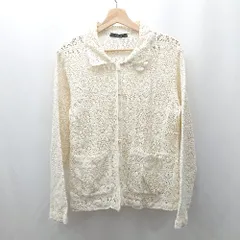 ◇ ⊂ w closet ダブルクローゼット メッシュニット 長袖 カーディガン サイズF アイボリー系 レディース E  【1506300029233】