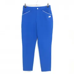 【超美品】ニューバランスゴルフ パンツ ブルー×白 ロゴプリント ストレッチ レディース 1(M) ゴルフウェア 2024年モデル New Balance