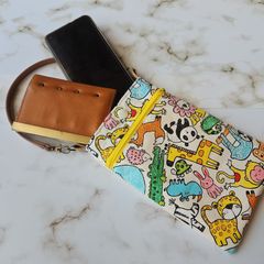 ハンドメイド スマホケース スマホポーチ ポケット付き No.146