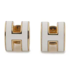 【美品】エルメス ピアス ポップアッシュ ミニ POP H ホワイト ゴールド エルメス エルメス HERMES ミニポップアッシュ ピアス ホワイト