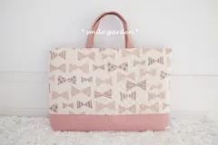 【即納】《単品》レッスンバッグ(ナチュラルリボン×ピンク)
