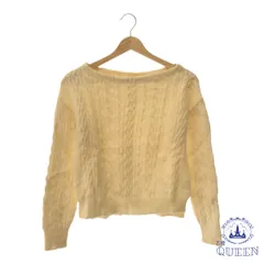 ☆美品☆ ef-de エフデ トップス ニット ケーブル リブ バトーネック 長袖 レディース ベージュ 9 日本製 901-4903 送料無料 古着