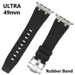 アップルウォッチ 49mm ULTRA ウルトラバンド ベルト ラバーバンド RUBBER ブラック／ホワイト／グレー 尾錠タイプ