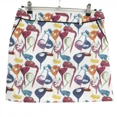 【美品】キャロウェイ スカート 白×マルチカラー ゴルフクラブ柄 内側インナーパンツ レディース L ゴルフウェア Callaway