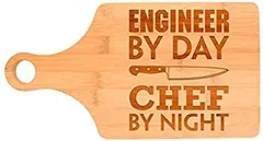 Engineering Gift Engineer By Day Chef By Night STEM Math Paddle Shaped Bamboo Cutting Board Bamboo by Gifts For Value