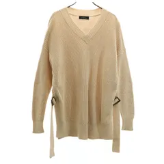 UNITED ARROWS GREEN LABEL RELAXING ユナイテッドアローズ グリーンレーベルリラクシング 長袖 FFC カタアゼ バックル Vネック ニット ベージュ セーター レディース 古着
