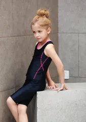 140 レッド 上下２点セット キッズ スクール水着 女の子 袖なし セパレート ガールズ