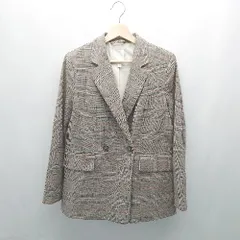 ◇ ◎ H＆M 肩パット入り チェック柄 裏地あり ダブルボタン 長袖 ジャケット サイズ40P グレー系 レディース E  【1307210018535】