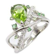 ジュエリー JEWELRY リング・指輪 ペリドット ダイヤモンド リング ﾍﾟﾘﾄﾞｯﾄ 9.0g #13 Pt900プラチナ ダイヤモンド リング レディース Used A