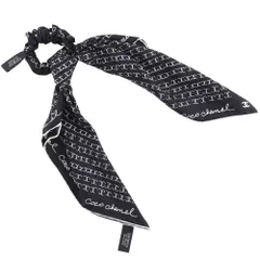 【CHANEL】シャネル リボンシュシュ ココマーク ロゴ シルク 黒/白 レディース その他アクセサリー