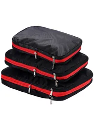 トラベルポーチ 圧縮 バッグ 衣類 圧縮袋 旅行 便利グッズ 旅行用袋 スペース節約 衣類仕分け (中, ブラック) [ブラック] [中]