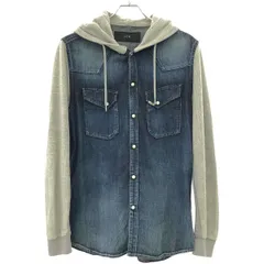 AKM エイケイエム 21SS DENIM KARAMI JERSEY WESTERN PARKA デニムウエスタンハイブリッドパーカー J210 CTN227 BLUE USED 表記無しのサムネイル