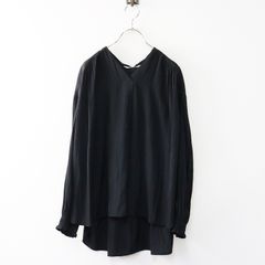 ヘルムートラング 長袖カットソー アシンメトリー ブラック シルク 